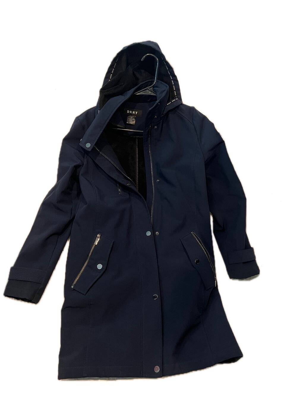 DKNY Waterproof Hooded Softshell Jacket Size S Blue